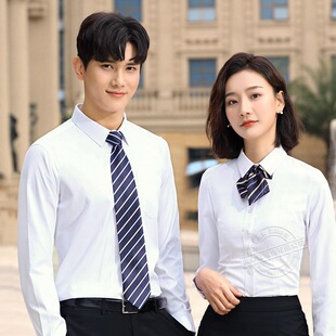 春夏新款职业男女同款衬衫气质通勤商务白领办公长袖打底衫工作服