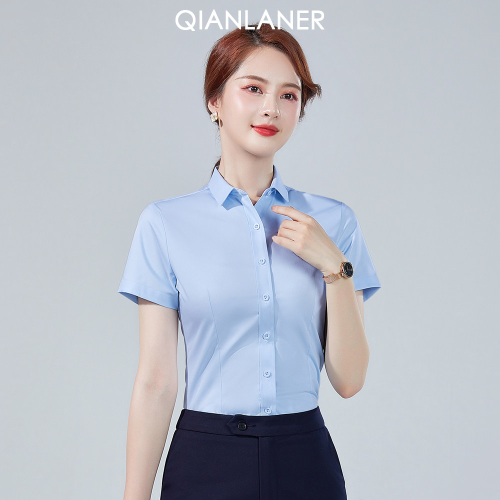 职业套裙白衬衣女短袖夏面试商务