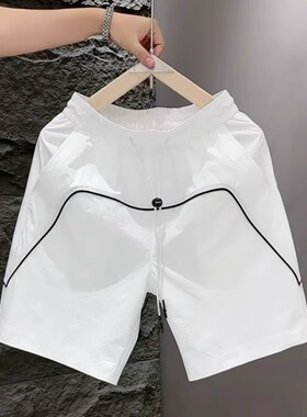 轻奢高端白色休闲短裤男款时尚五分裤2025夏季新款男士沙滩大裤衩