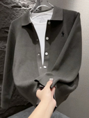 男士 翻领针织开衫 2025新款 秋季 时尚 潮流刺绣百搭青年纯色简约外套