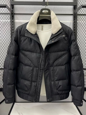 2025冬季新款皮羽绒服男士潮牌高级感可拆毛领防寒服加厚外套冬装