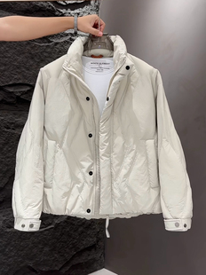 2025年冬季新款轻便排骨立领羽绒服男短款龟背宽松情侣加厚外套男