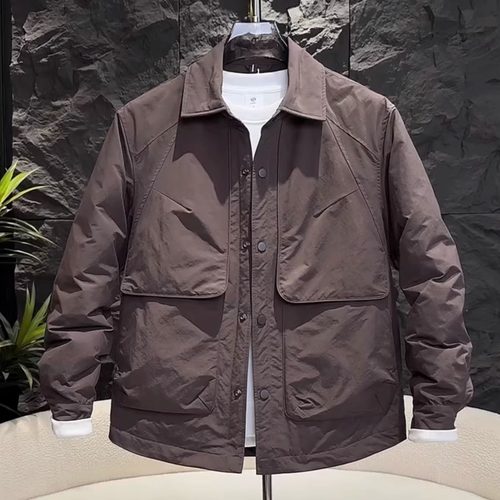 轻薄衬衫羽绒服男冬季2025新款翻领高端商务休闲男士外套