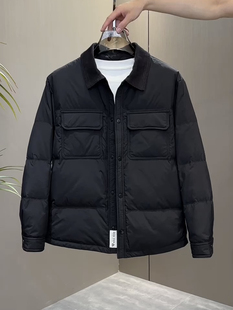 高级感休闲百搭衬衣夹克上衣 潮牌短款 冬季 痞帅轻薄羽绒服外套男士