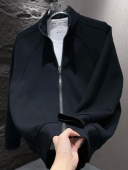 秋季 卫衣外套高级感纯色拉链立领卫衣高街重磅痞帅青年潮牌男上衣