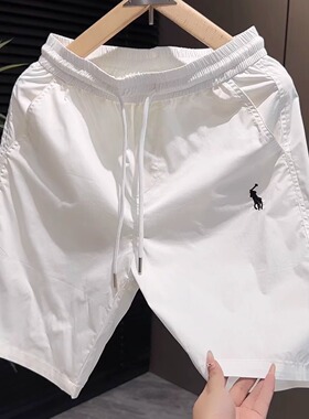 白色休闲短裤男夏季外穿高级感痞帅中裤韩版潮流运动五分裤男士