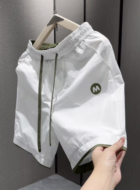 夏季新款男士速干白色短裤男韩版百搭宽松情侣薄款沙滩五分裤子男