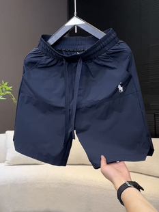 男士 沙滩裤 速干透气五分裤 百搭简约刺绣短裤 打孔休闲裤 2025年夏季