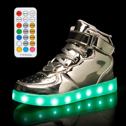七彩灯鞋USB充电鬼步舞鞋男女跳舞鞋运动板鞋高帮夜光LED发光鞋