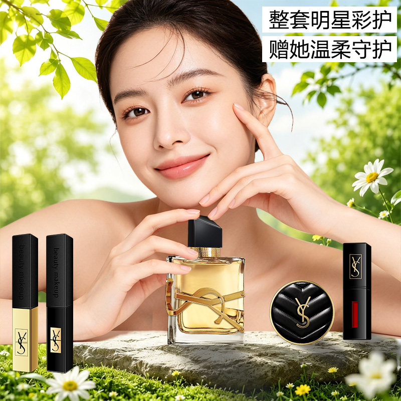 YS口红香水气垫唇釉七夕套装情人节礼物送女友老婆生日礼物礼盒装