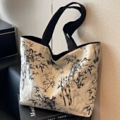 中式 国风刺绣帆布包包女大容量单肩手提袋小众百搭上课通勤托特包