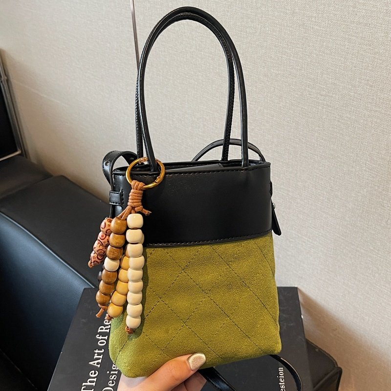 冬季迷你水桶小包包女时尚复古鹿皮绒手机包高级感小众百搭斜挎包