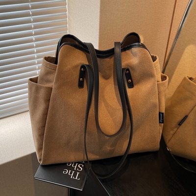 帆布手提港风单肩包大容量托特包