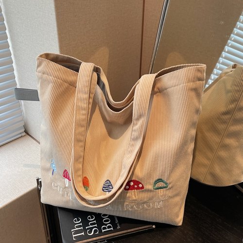 休闲灯芯绒大容量手提通勤托特包