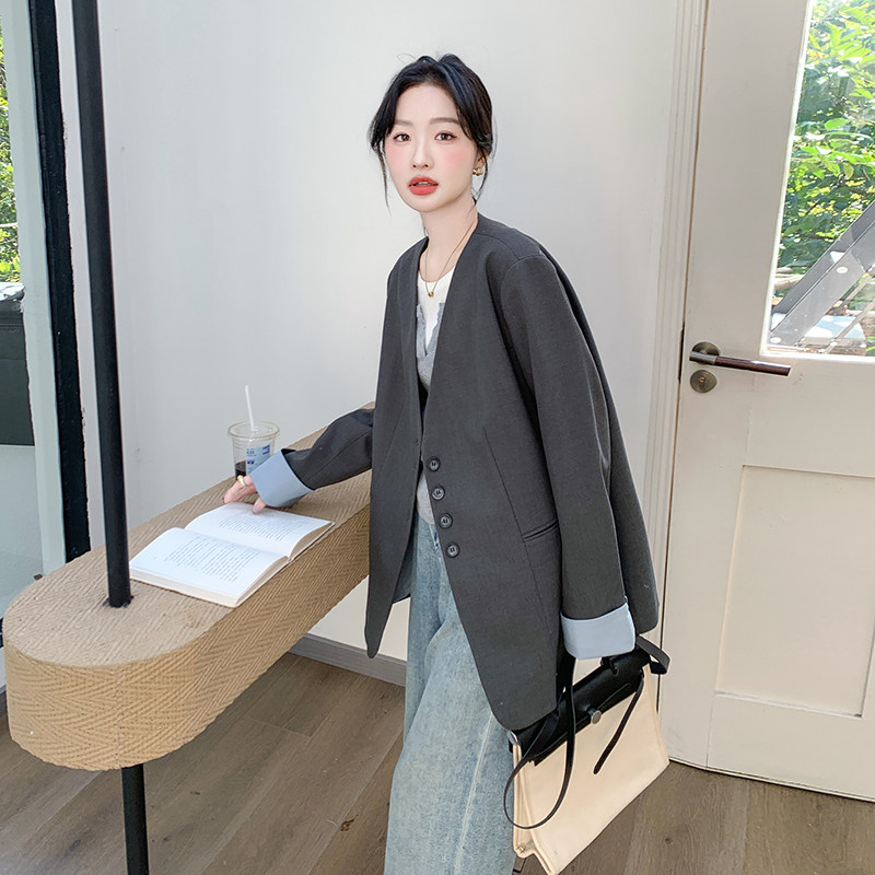 新品有买家秀拼色西装外套6767P125控198,女装西装,2C182