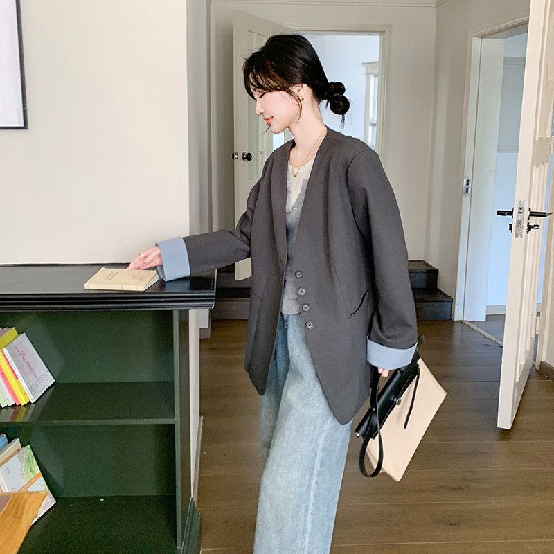 新品有买家秀拼色西装外套6767P125控198,女装西装,2C182