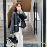 新品数据好新中式拼接皮衣外套3307P145控218，女装短外套，2C182