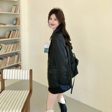 大货数据好春款新款假两件拼接牛仔皮衣外套8611P185控298，女装短外套，2C182