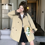 数据好格子拼接风衣外套F358P155控238，女装风衣，2C182