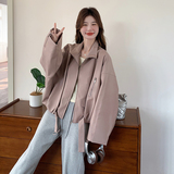 数据好宽松大版粉色皮衣外套8699P145控218，女装短外套，2C182