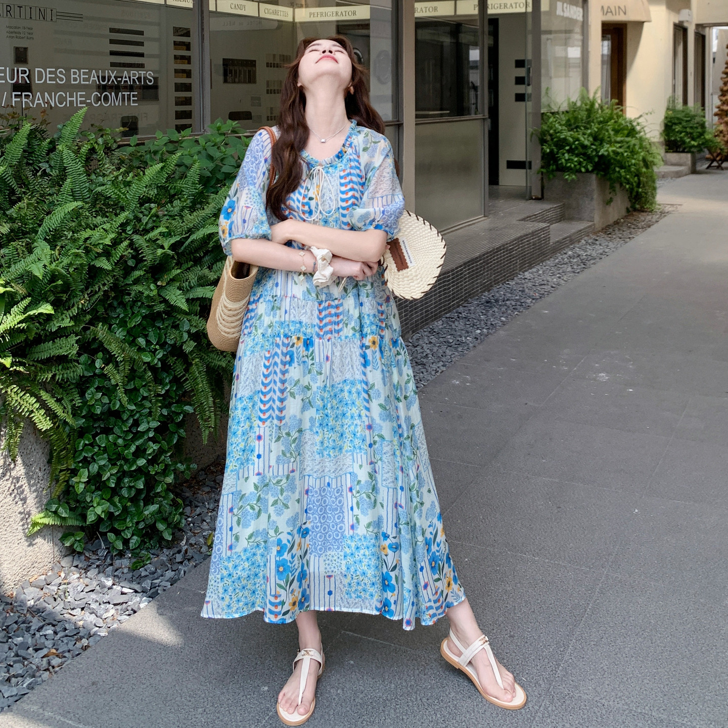 气质感法式超仙碎花连衣裙女夏2025新款海边度假长裙今年流行爆款,女装连衣裙,2C182