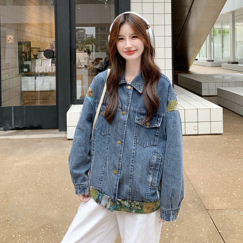 新款牛仔拼接外套5733P155控238,女装短外套,2C182