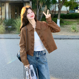 有货春款新款数据好短款麂皮外套1313P155控248，女装短外套，2C182
