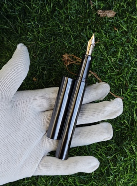 锆合金自制钢笔中性签字笔无夹直款实用版35mm尖bock6大容量笔芯