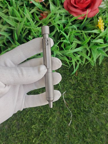 喷砂处理防滑钛合金短胖g5口袋笔顶部旋转出芯自制结构全部钛合金
