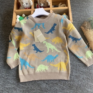 洋气好搭～秋季 儿童毛衣 婴儿套头上衣 薄款 5小童恐龙针织衫