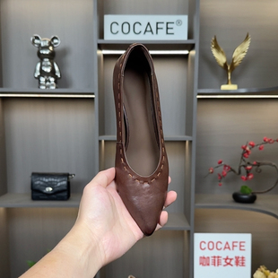 牛皮/跟高5CM/新款法式优雅时尚百搭尖头浅口低跟通勤女单鞋