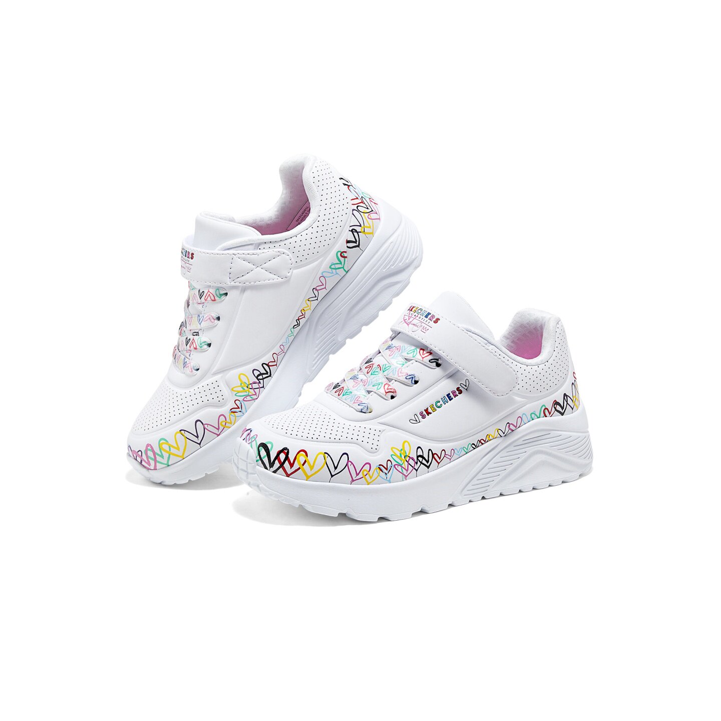 Skechers斯凯奇25新款夏季女孩爱心涂鸦联名款板鞋帆布鞋314091L