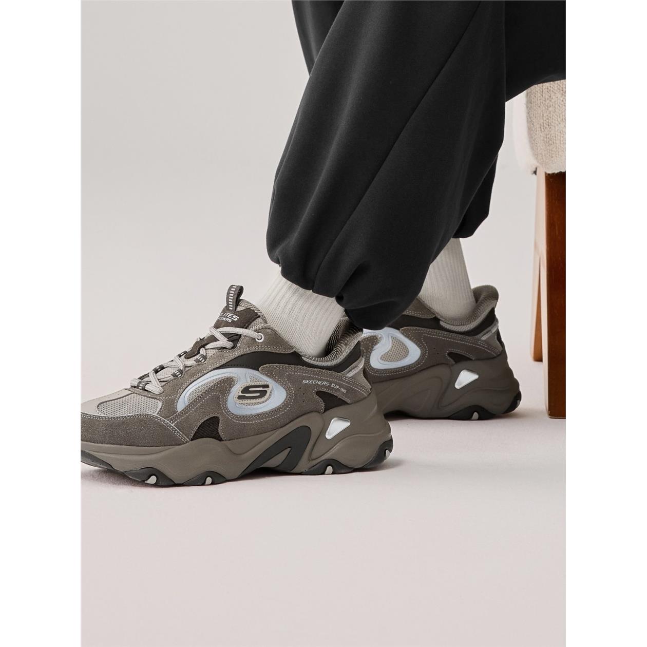 Skechers斯凯奇2025秋季男士厚底时尚潮流绑带休闲运动鞋232417