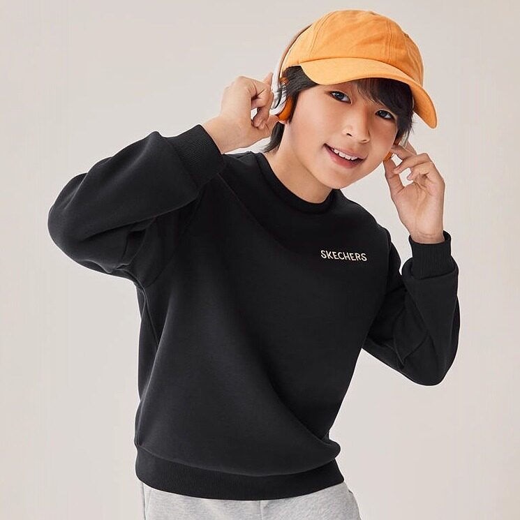 Skechers斯凯奇儿童插画艺术家联名猫咪抱抱可爱印花卫衣L425K059