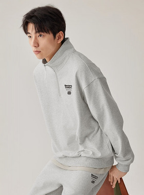 Skechers斯凯奇秋季男女情侣款半开领落肩宽松简约卫衣L325U022