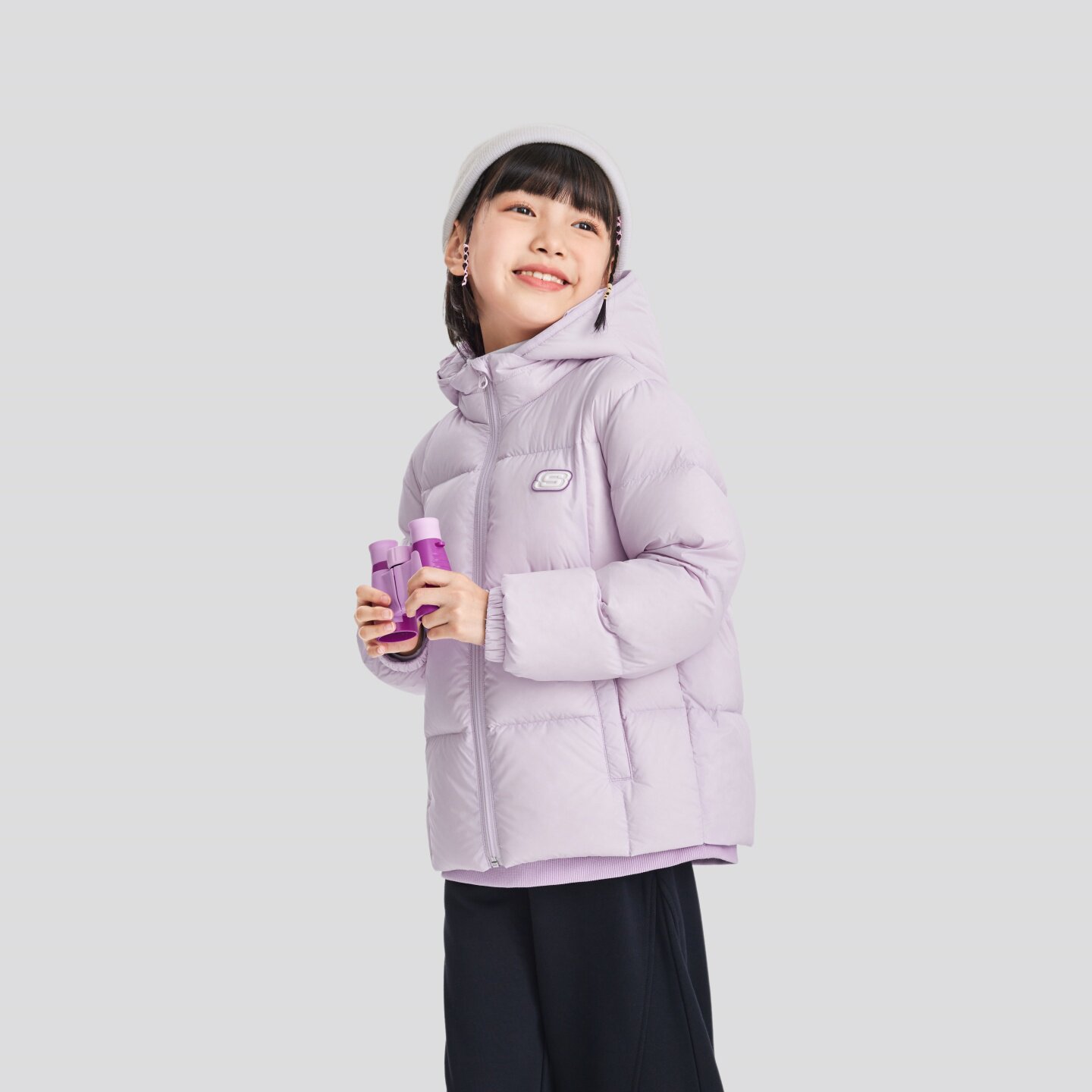 Skechers斯凯奇L424K094男女童梭织短款秋冬梭织羽绒外套L423K119