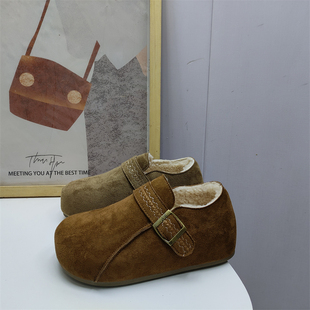 工厂直销2025冬款女鞋圆头厚底加绒增高防滑勃肯鞋外贸鞋网红鞋潮