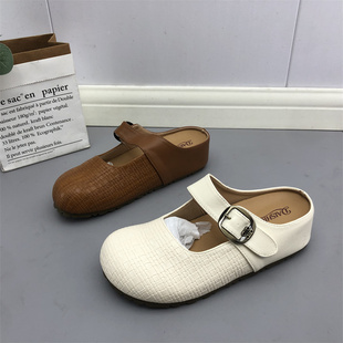 品牌撤柜2026编织纹理包头拖女套脚外穿勃肯鞋春款内增高懒人拖鞋