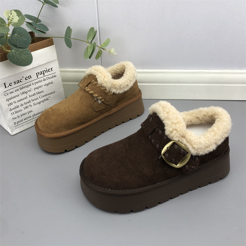 2025冬款女鞋圆头厚底勃肯鞋