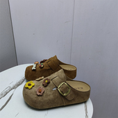 品牌撤柜2026甜美风花朵装 厚底鞋 饰包头拖鞋 女平跟防滑外穿勃肯鞋