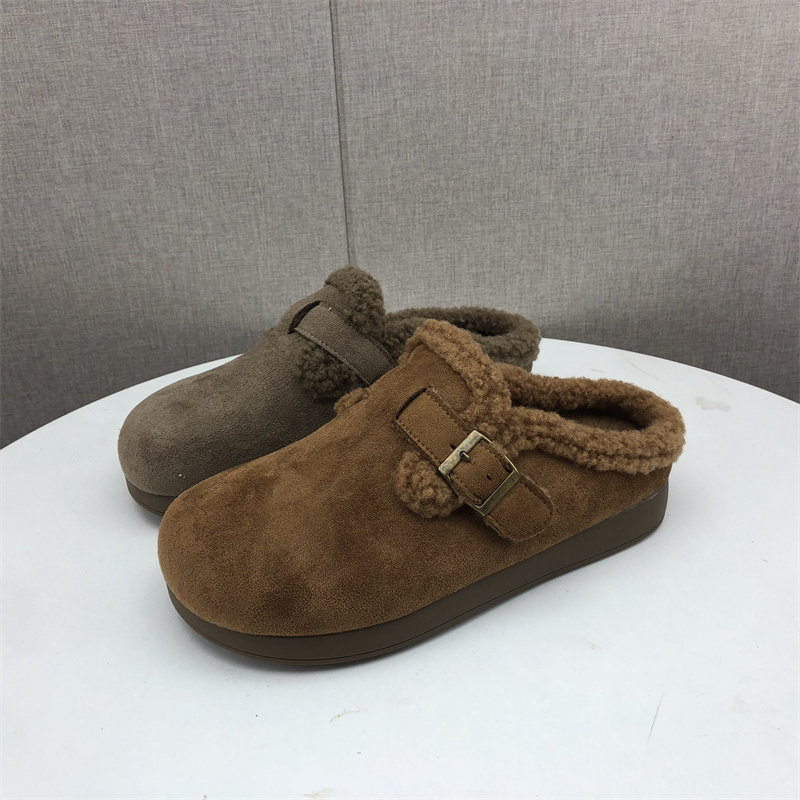 冬季毛绒防滑舒适女包头拖