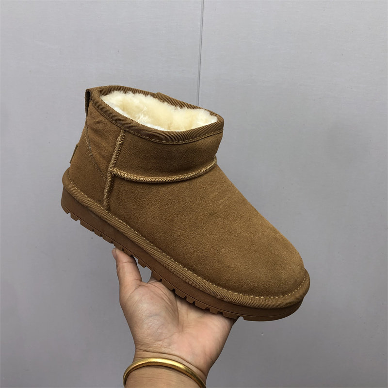 真皮磨砂皮女款加绒防滑雪地靴