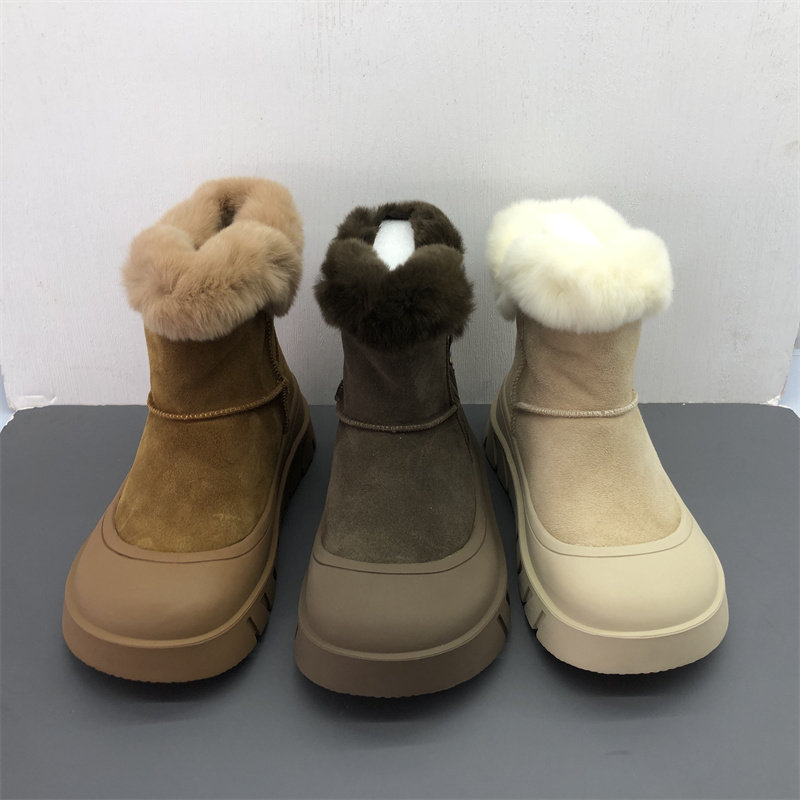 工厂直销2025冬款女鞋圆头厚底韩版羊毛雪地靴女靴子短靴真皮女鞋,女鞋,时尚雪地靴,淘宝优惠券,粉丝福利购,淘宝优惠卷