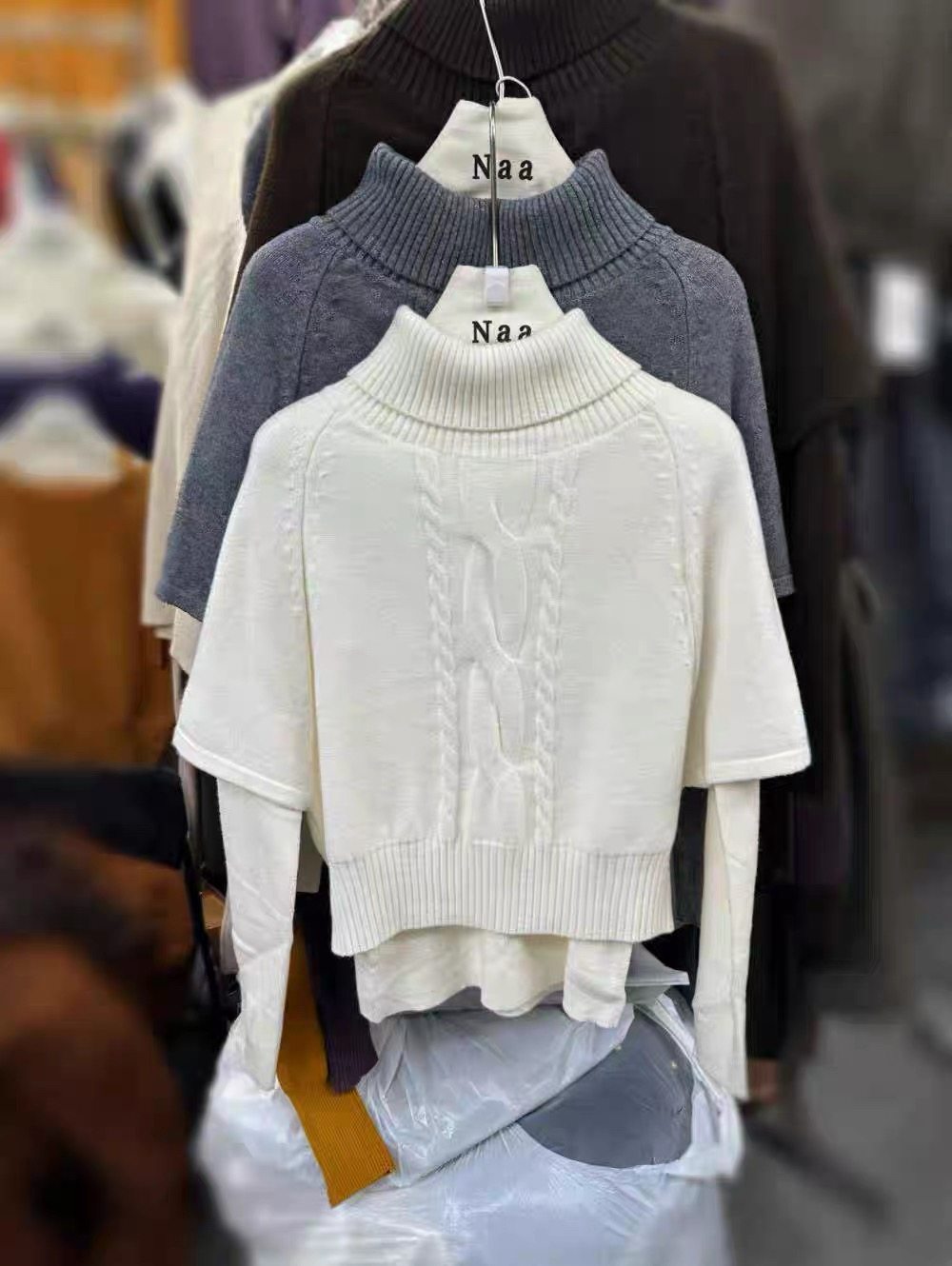 麻花针织套头斗篷毛衣女高领2025春季新款韩版慵懒设计感针织衫