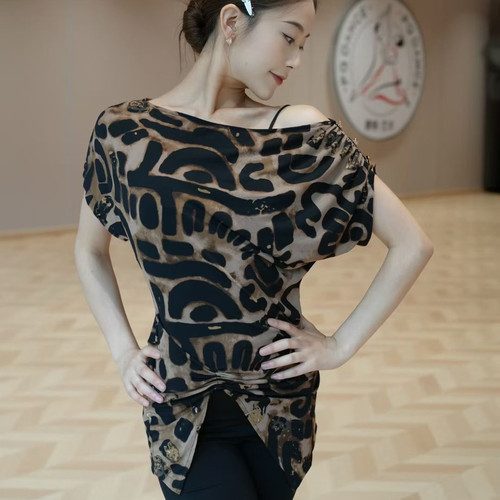 Min舞服Loyal福利款斜肩罩衫拉丁舞服国标舞服教师练功服