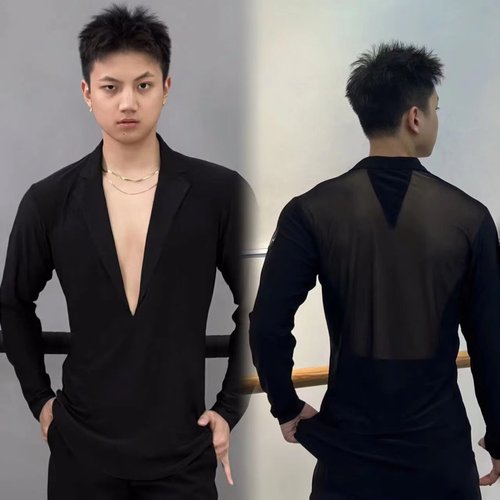 后背网纱练功服6K拉丁赛服