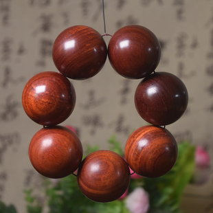 紫檀4.0*7颗 非洲小叶紫檀文玩40mm天然手串 男士盘玩大珠子佛珠