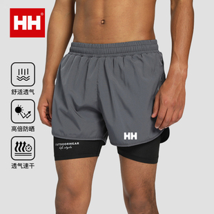 官方正品HH运动短裤健身训练紧身假两件套裤男户外篮球速干休闲裤