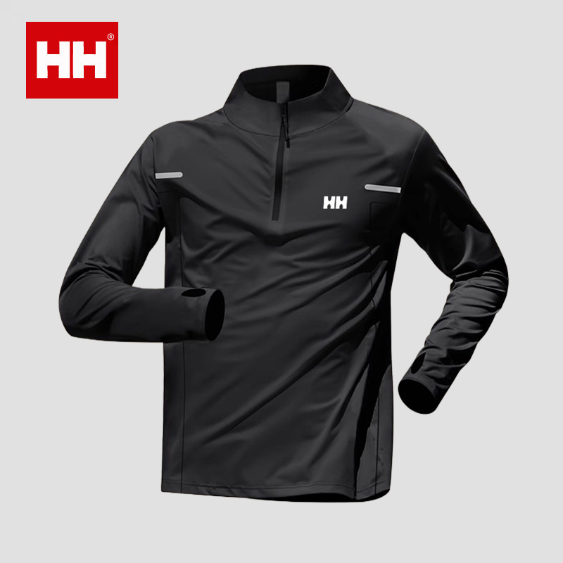 官方正品HH半拉链训练服男士冬季加绒保暖速干衣长袖健身运动t恤