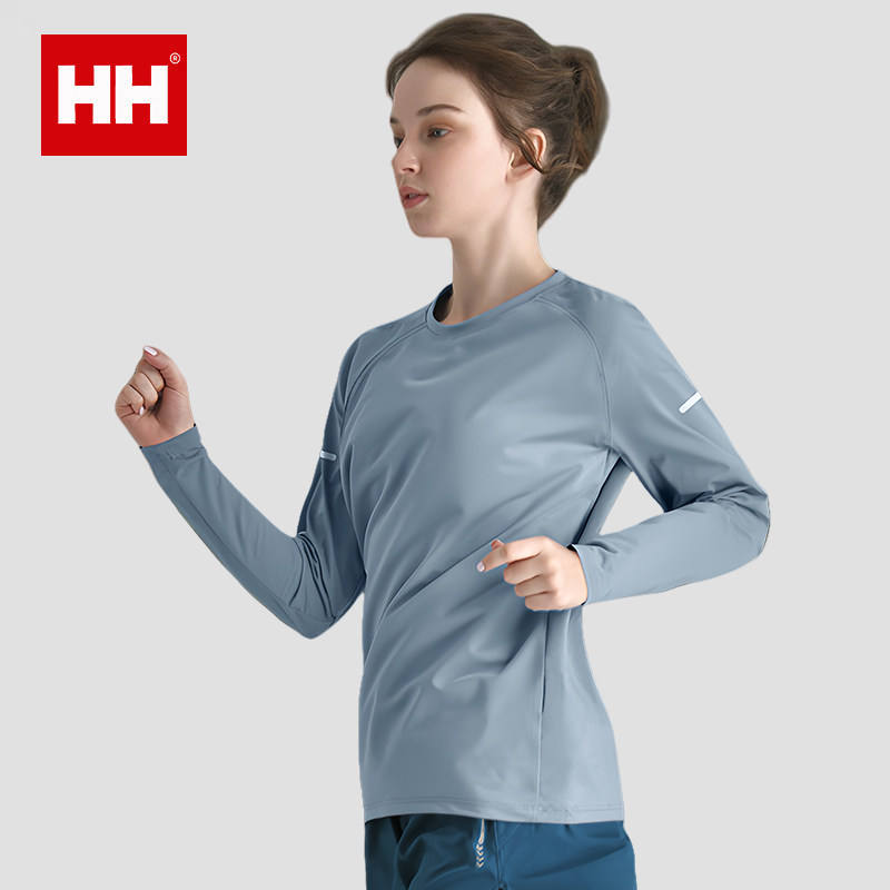 正品HH速干衣女跑步运动宽松显瘦健身瑜伽服登山大码长袖t恤